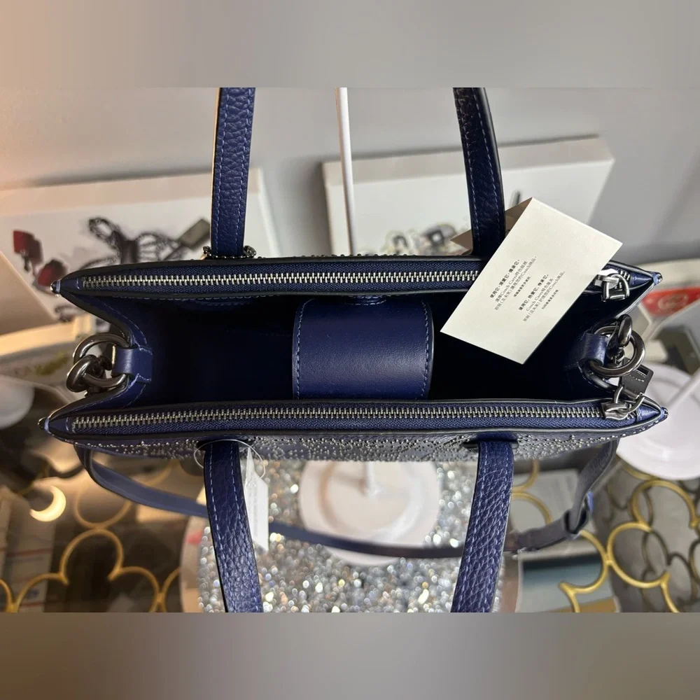 Coach Blue Textured Crossbody Bag with Adjustable Strap - Picture 6 of 15